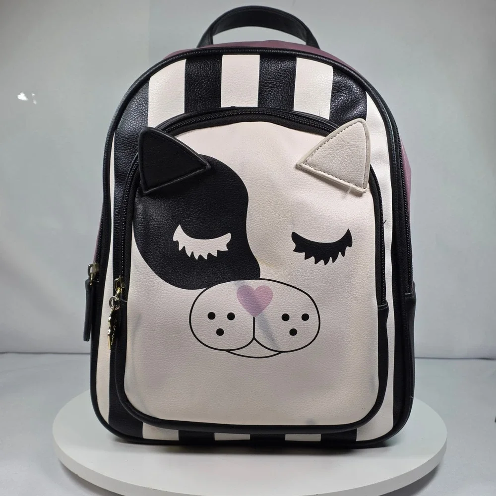 Luv Betsey Johnson French Bulldog‎ Mini Backpack Black White Pink Puppy Dog Bag
